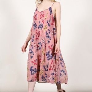 Lulus Plisse Floral Print Midi Dress